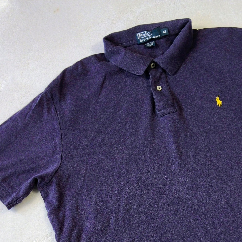 Polo Ralph Lauren Polo Shirt Mens XL Purple Heathered Short Sleeve Cotton Pony